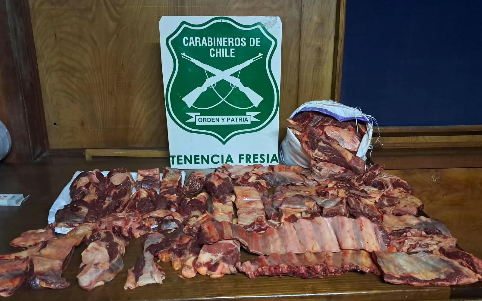 Incautaron 42 kilos de carne de vacuno de origen ilícito en Fresia